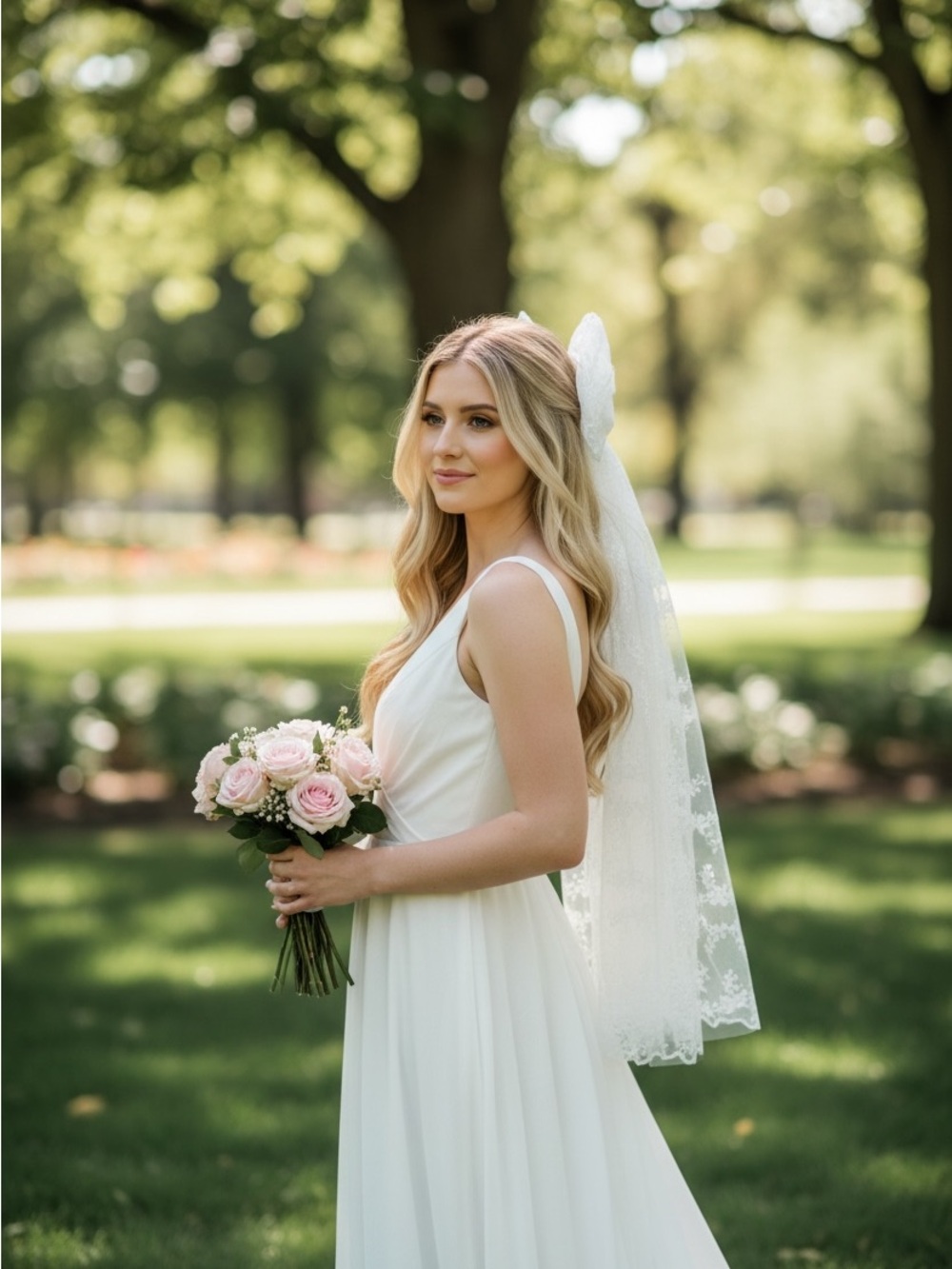 White Bridal Bow Veil, Lace Bow Wedding Veil, Embroidered Floral Veil Bow - Picture 5 of 11